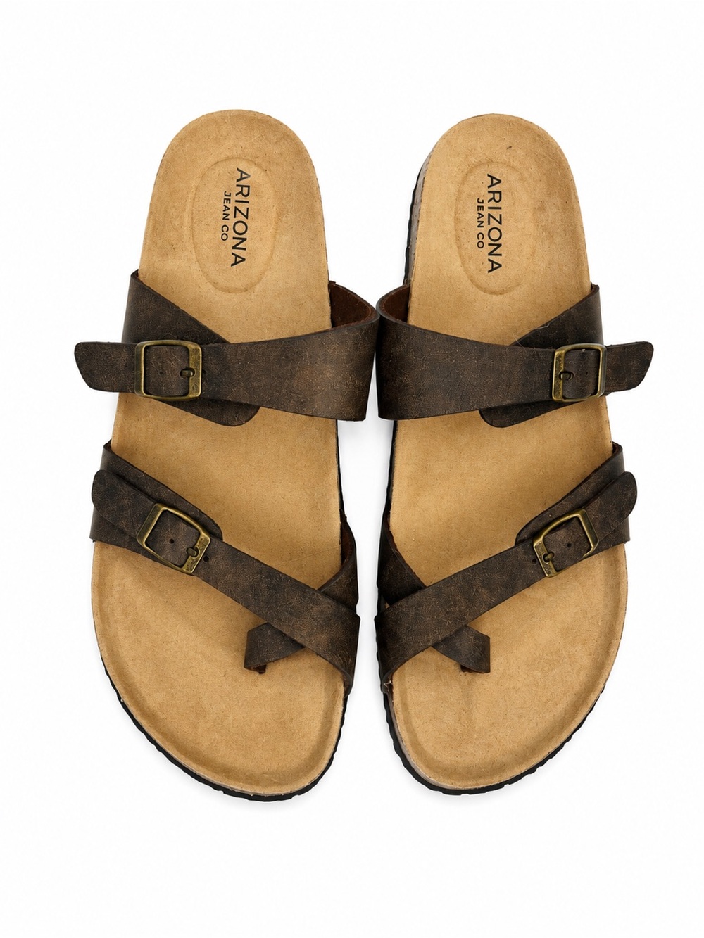Arizona Jean Co Women’s Size 10 Brown Strappy Buckle Footbed Sandals